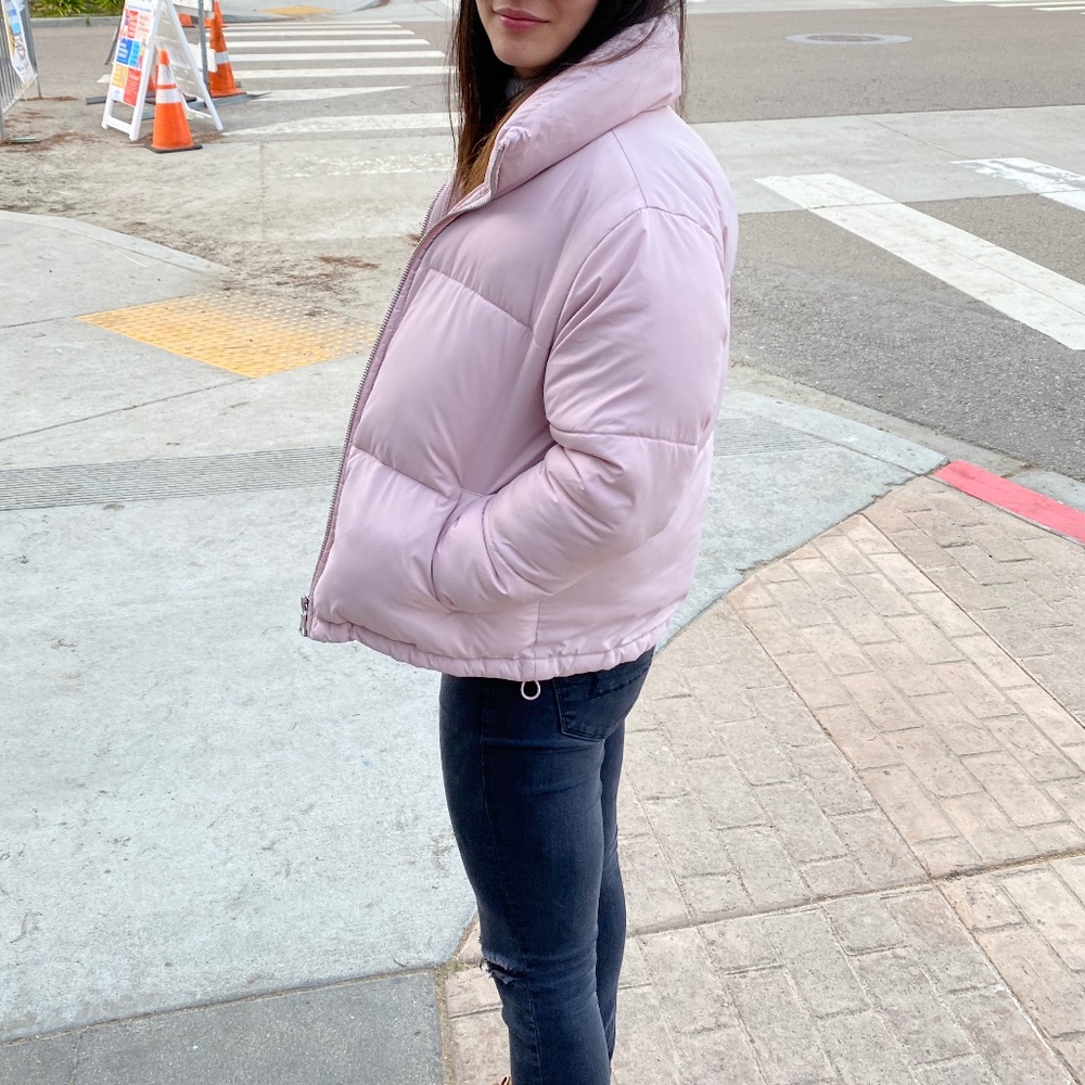 Pink puffer coat